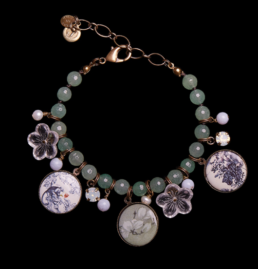 BRACCIALI | Fantasia  | Bracciale avventurina con porcellane e ciondoli