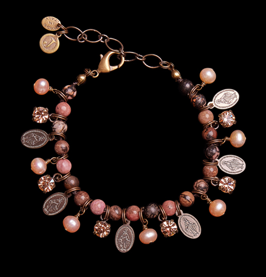 BRACCIALI | Sacro e Profano | Bracciale in rodonite con ciondoli 
