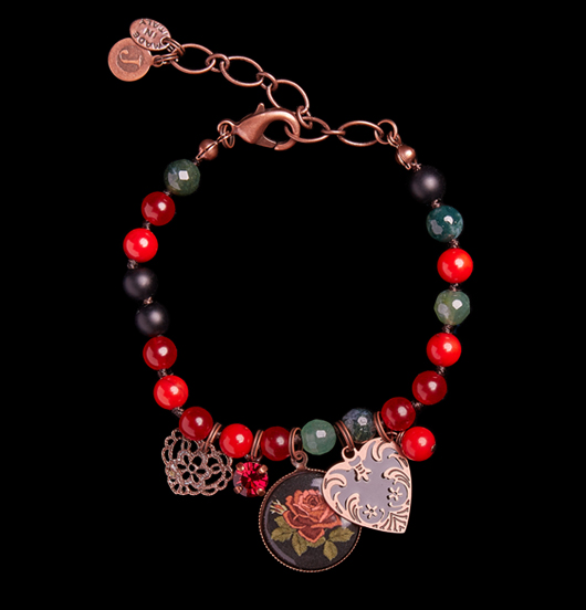 BRACCIALI | Fantasia  | Bracciale con porcellana e ciondoli
