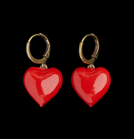 ORECCHINI | Natura  | Orecchini OTTONE CUORE ROSSO 