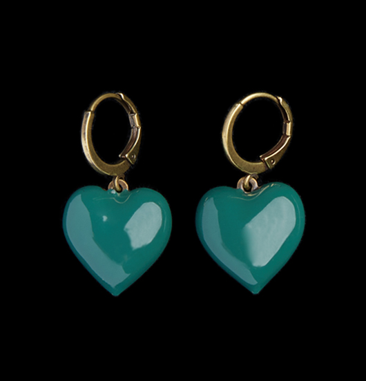 ORECCHINI | Natura  | Orecchini OTTONE CUORE VERDE 