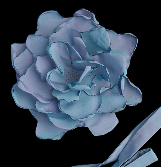 TESSUTO | Fantasia  | Fiore grande AZZURRO con nastro 