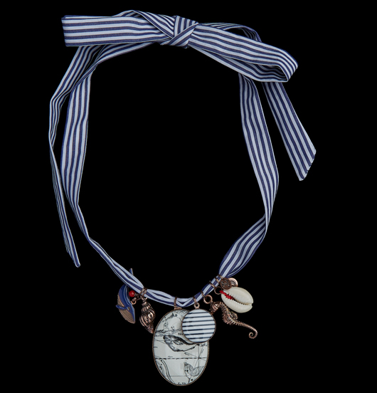 TESSUTO | Mare | Nastro righe azzurre verticali