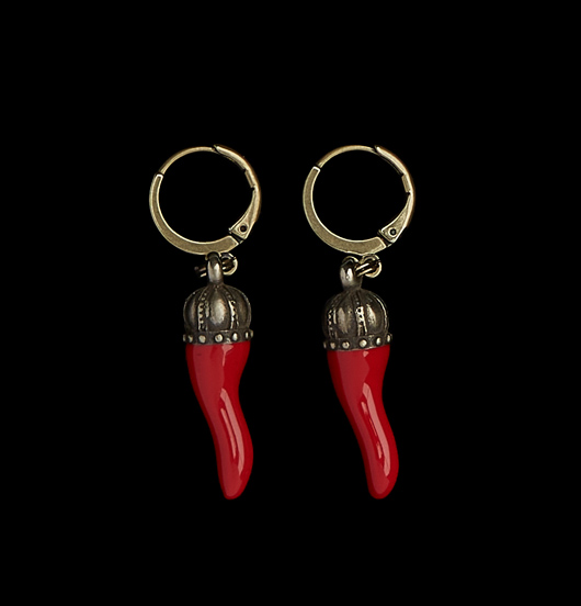 ORECCHINI | Fortuna | Orecchini cornetto rosso